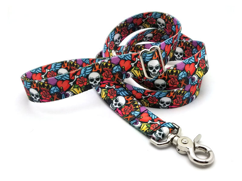 Rock N Roll Tattoo Adjustable Handle Leash