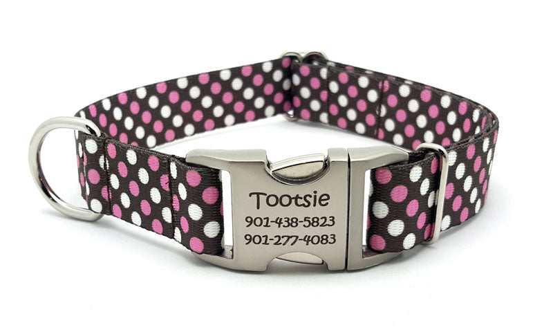 Shibuya Polyester Webbing Dog Collar with Laser Engraved Personalized Buckle - Flying Dog Collars