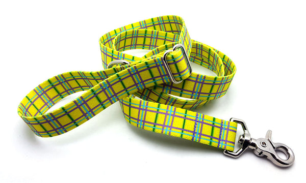 Spring Plaid Yellow Adjustable Handle Leash