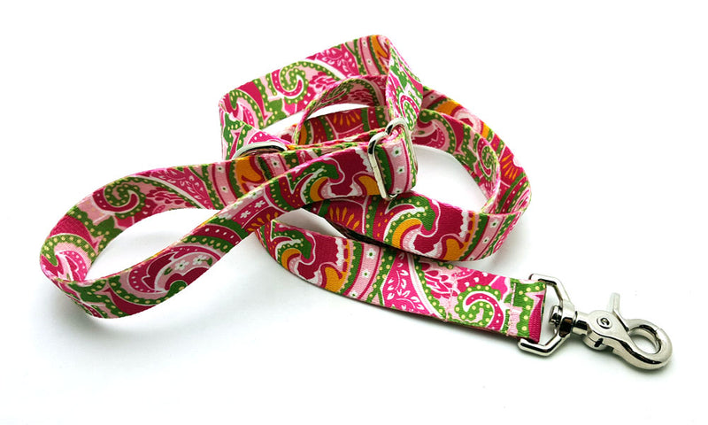 Pink Paisley Adjustable Handle Leash