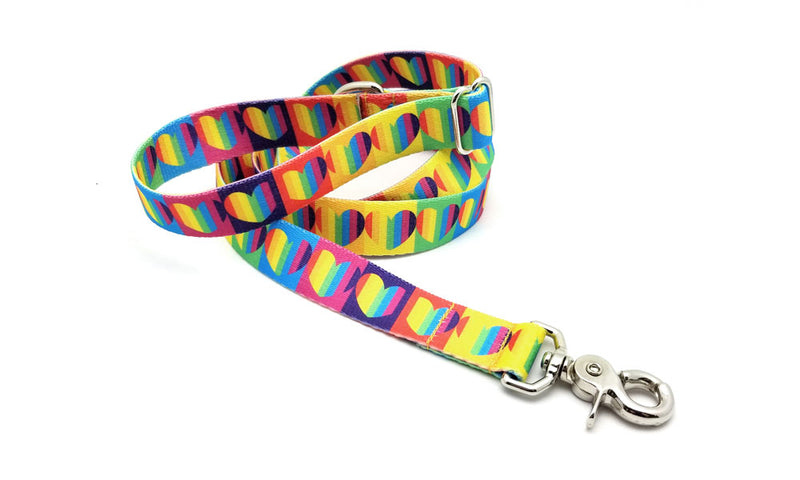 Rainbow Hearts Adjustable Handle Leash