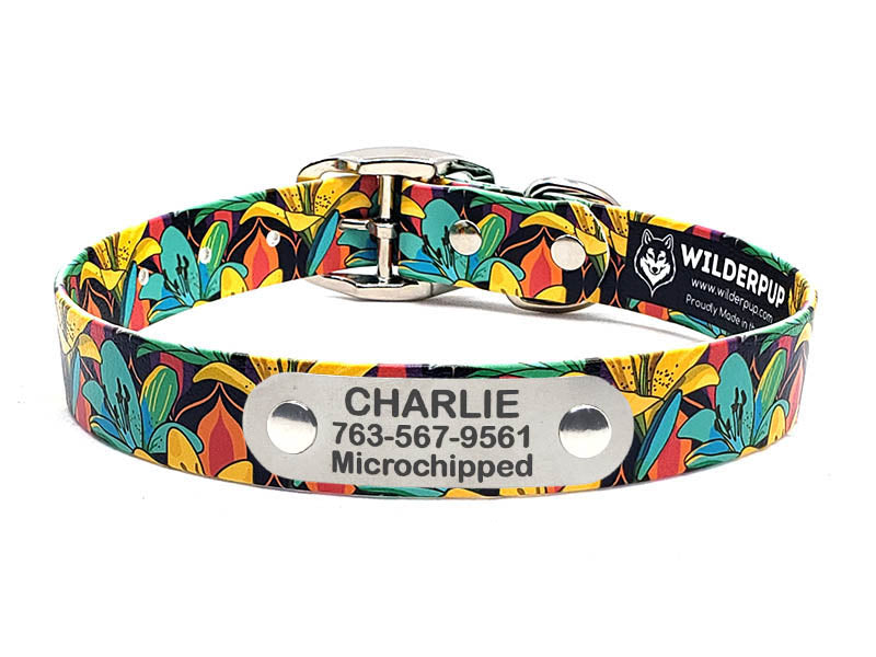 Retro Lilies No-Stink Waterproof Collar