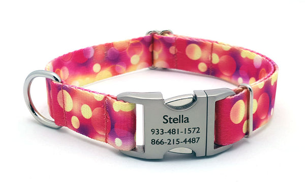 Unfocused Affection Polyester Webbing Dog Collar with Laser Engraved Personalized Buckle - Flying Dog Collars